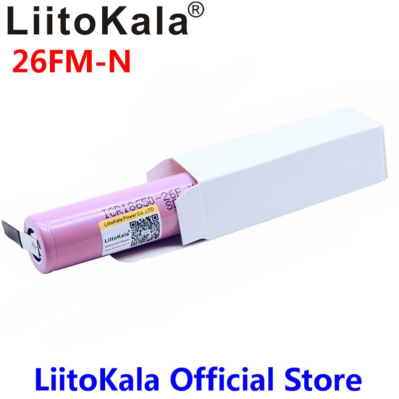 LiitoKala-batería recargable de iones de litio, pila de descarga de 20A, 18650, 2600mAh, batería de celda de 15A + níquel para manualidades, ICR18650-26FM