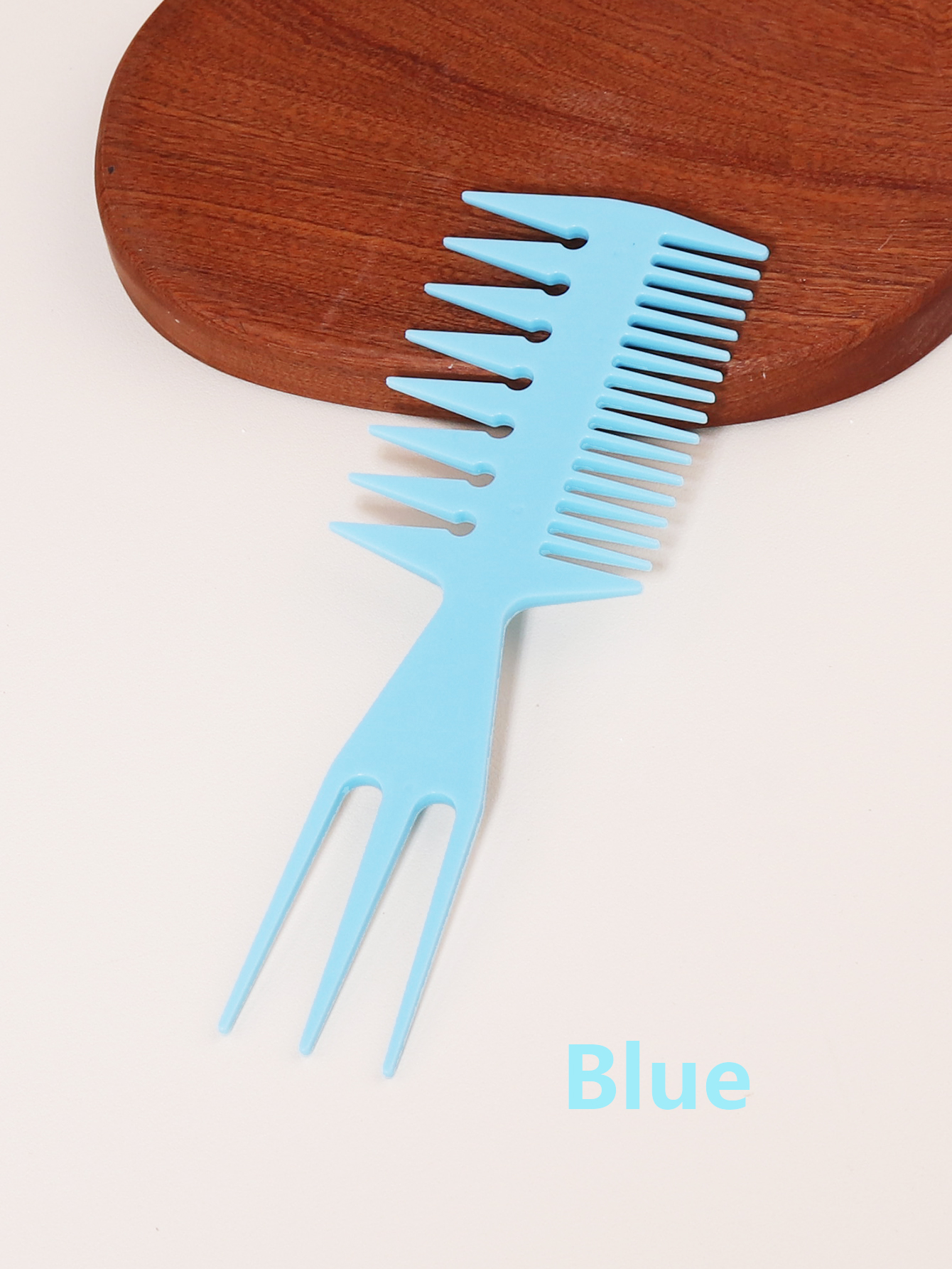1 cepillo de pelo multifuncional en forma de espina de pescado con de dientes anchos, herramienta de salón con cabeza de aceite africano, peine especial para pelucas de cabello real: Azul
