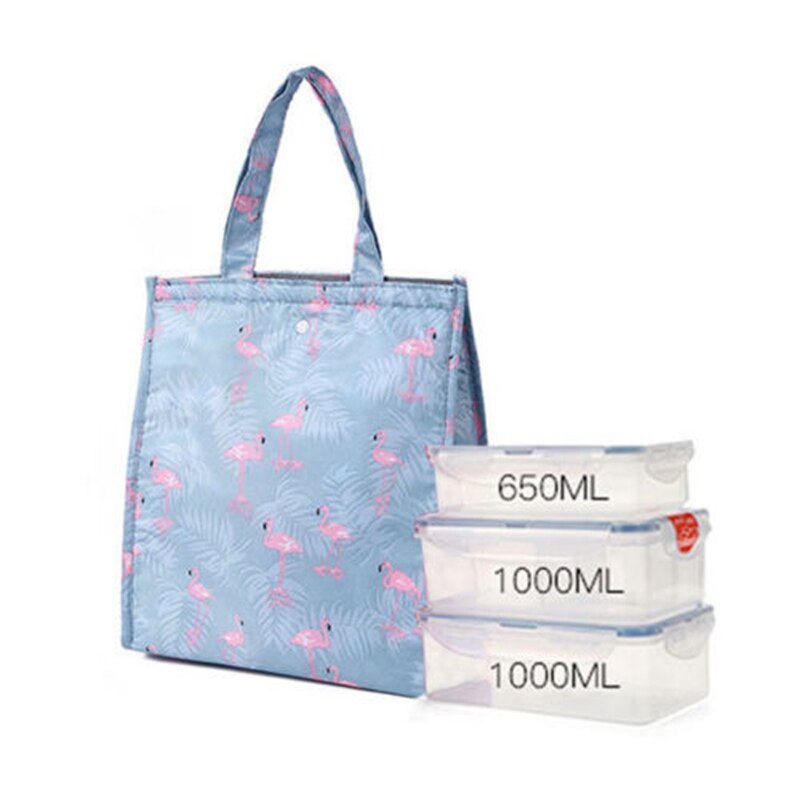 Draagbare Opvouwbare Isolatie Zakken Flamingo Lunch Tas Doos Picknick Tote Koeler Opbergtas Thermische Koeler Lunchbox