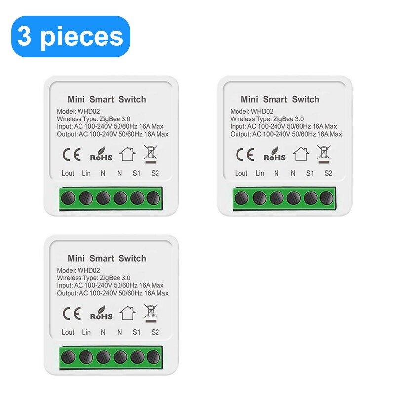 Tuya zigbee switch modul smart home 16a 100-240v arbejde med alexa google home yandex alice stemme / fjernbetjening timing switches: 3 stykker