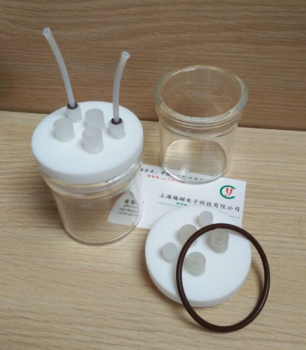 C001 sealed cell, straight five hole sealed cell, three electrode system. Electrochemical electrode.