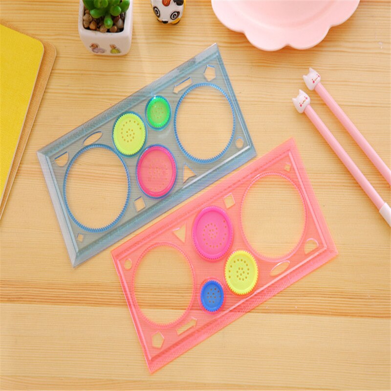 Pintura multifunción rompecabezas espirógrafo regla geométrica herramientas de dibujo Kawaii Plantilla de círculos para niños dibujo