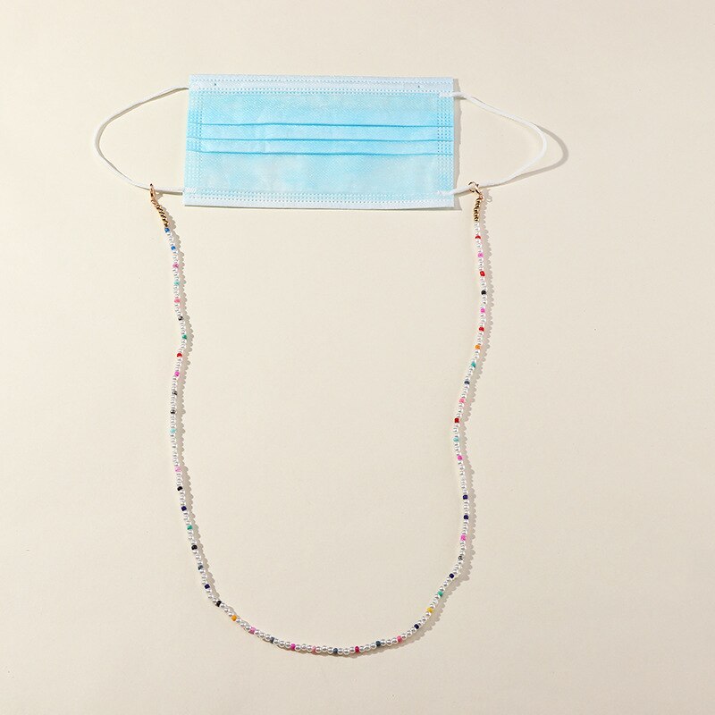 Farverige perler tegneserie bogstaver maske kæde halskæde til kvinder multifunktion anti-mistet rem lanyard briller kæde smykker: 2