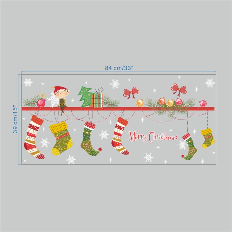 merry christmas tree santa claus wall stickers for kids rooms window home decor happy year wall decals pvc wallpaper: Xmas108