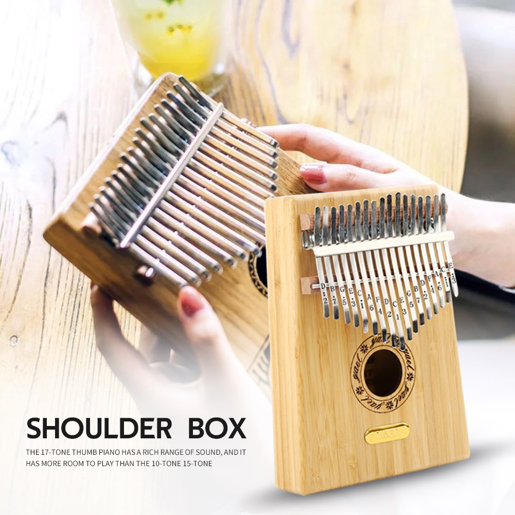17 Keys Exotic Style Kalimba Bamboo Musical Instrument Thumb Piano Lightweight Portable Music Elements for Beginner