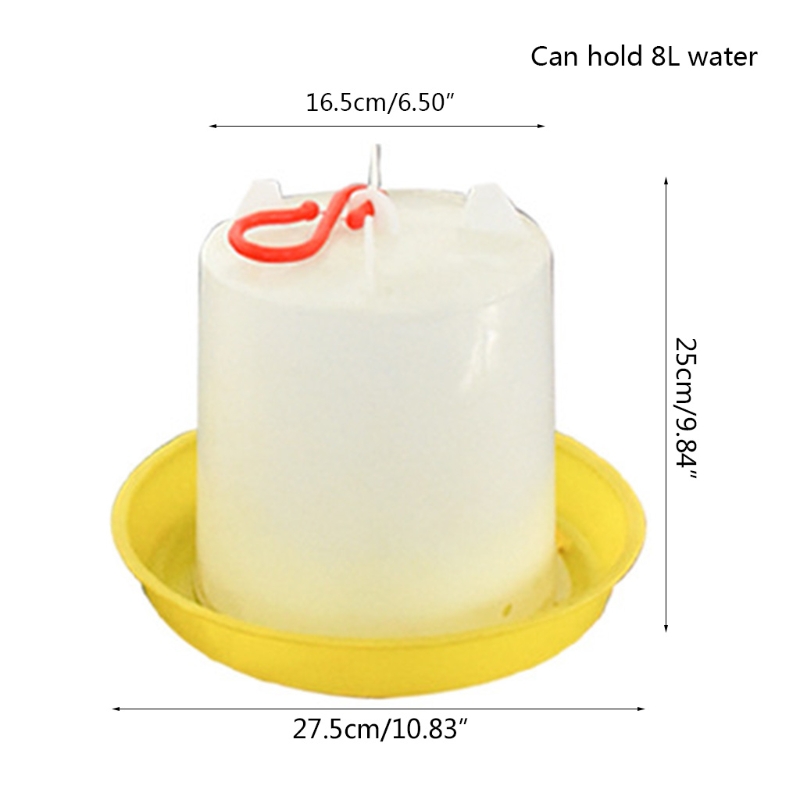 Chicken Waterer Durable Automatic Poultry Water Feeder Drinker with Handle Hanging Poultry Water Container with Outlet: 4