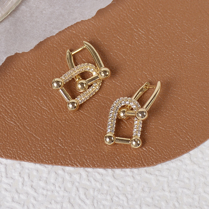 S925 zarte ohrstecker aus sterlingsilber mit zirkonia Ich bin schlichten geometrischen stil für damen; 14k ohrringe aus echtem Gold