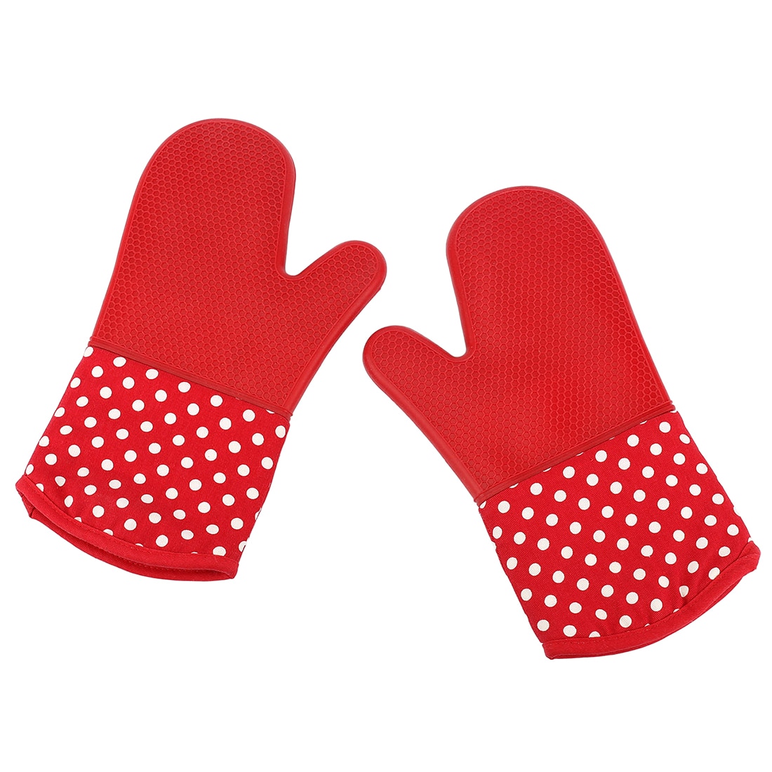 1 Pair Mitts Gloves Kitchen Tools Baking Microwave Oven Cooking Heat Resistant Silicone, Red