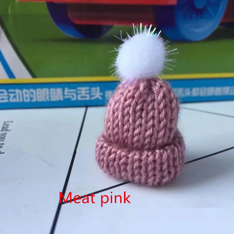 10pc maomao ballen mini breien muts diy pop decoratieve benodigdheden telefoonhoesje tas kledingstuk kunst knutselmateriaal kinderen haar ornament: Vleesroze