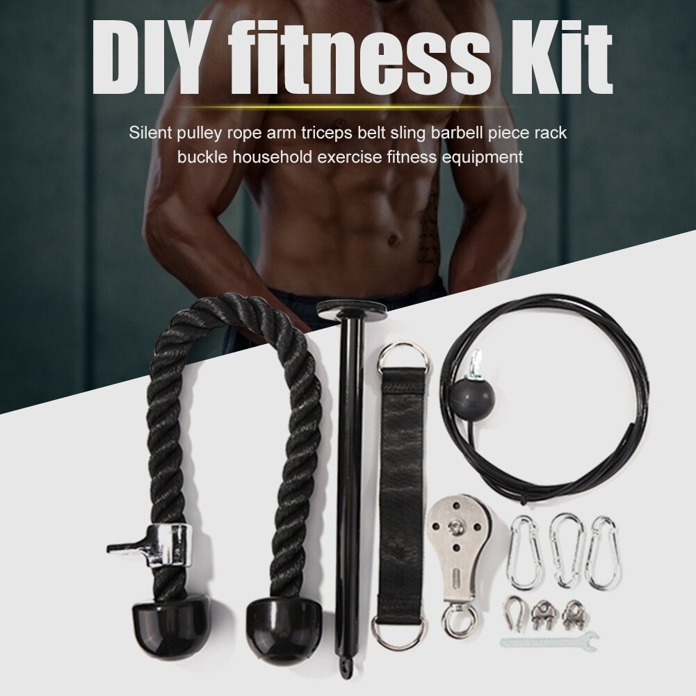 Fitness Pulley Cable System DIY Loading Pin Lifting Triceps Rope Machine Workout Adjustable Length Home Gym Sport Accessories