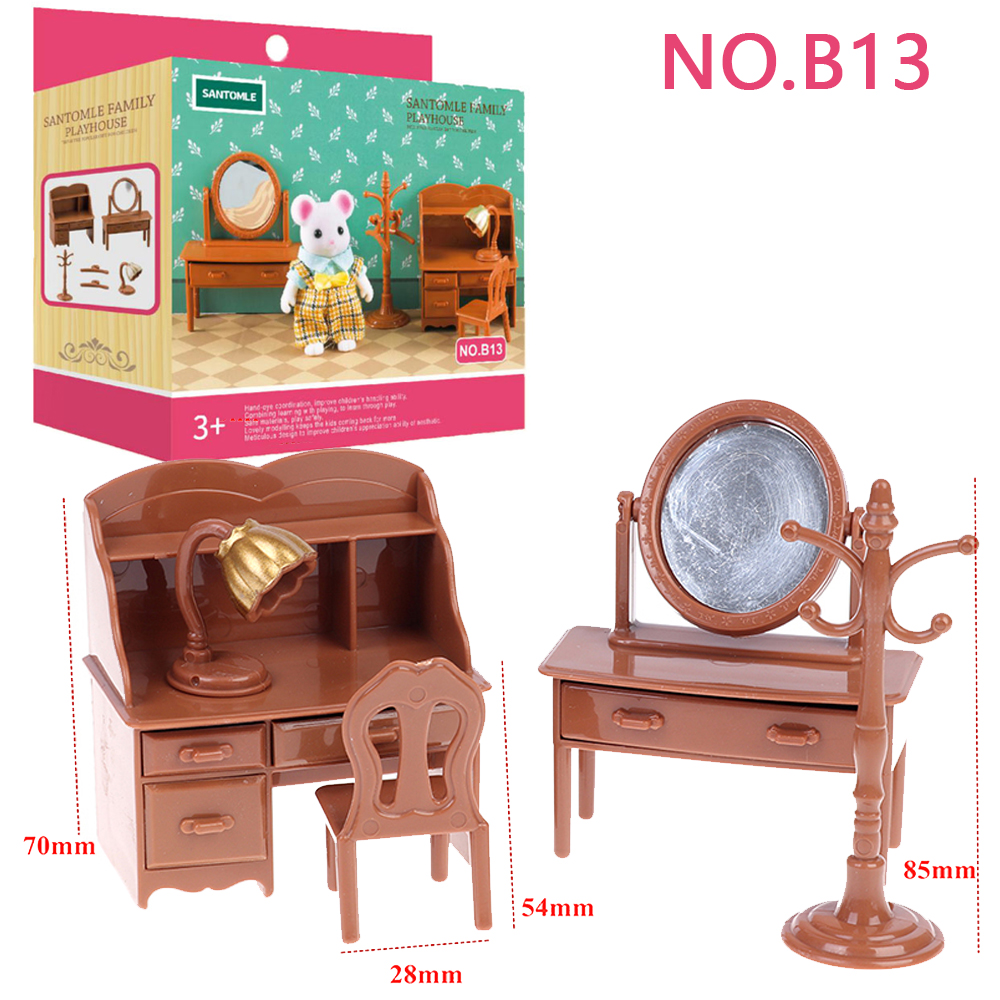 Bosdier Familie Poppenhuis Meubels 1/12 Miniatuur Speelgoed Meisje Poppen Accessoires Slaapkamer Badkamer Poppenhuis Kit Voor Poppen: YELLOW