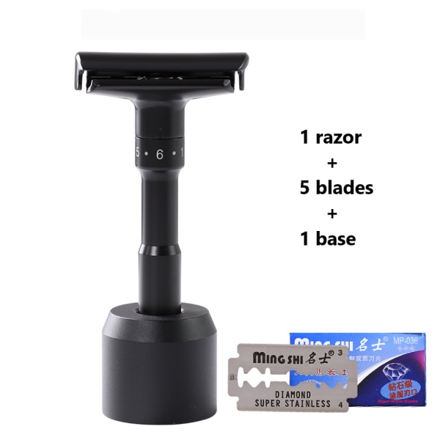 Men's Razor 5-Layer Razor Box Shaving Razor Blade Straight Razor Blade Shaving Beard Box Men's Face Replaceable Head: Black suit