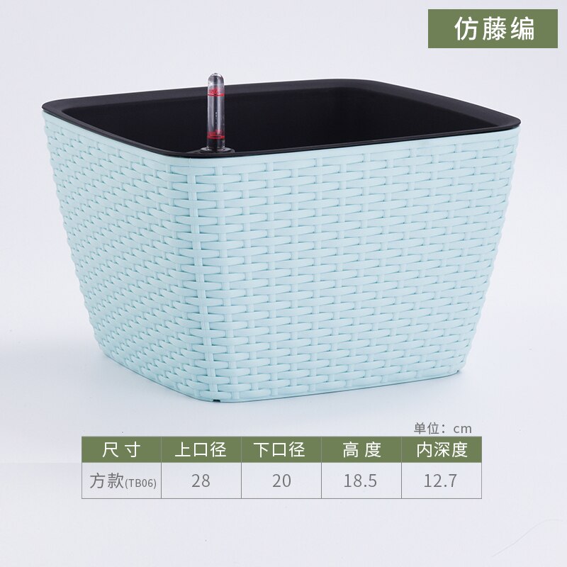 Maceta de mimbre de imitación para mesa, de resina, Pastoral, para el hogar: Light blue