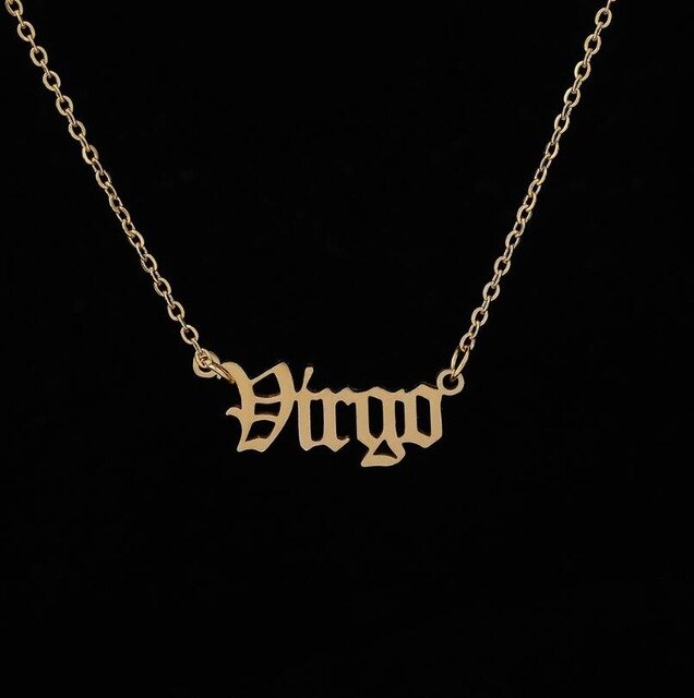 Gorąca sprzedaż konstelacji zodiaku naszyjniki biżuteria dla kobiet moda styl zaprojektowany list strzelec Leo naszyjniki Collier: F