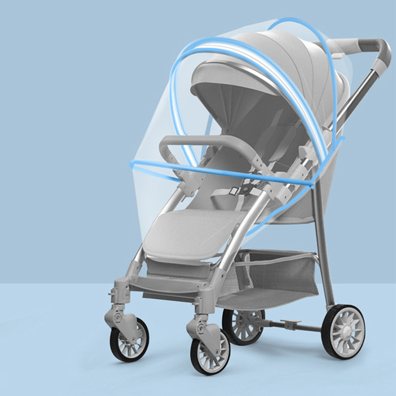 Universele kinderhandkar met volledig gezicht, muggenbestendige hoes, gecodeerd gaas voor baby's en jonge kinderen, BB-paraplu autozon: Rood
