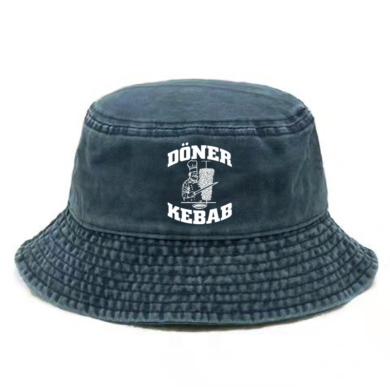 Doner Kebab Bucket Hat Distressed Hats Cap Washed Men Retro Outdoor Summer Doner Kebab Cap Bob Panama Caps: BLEU CIEL