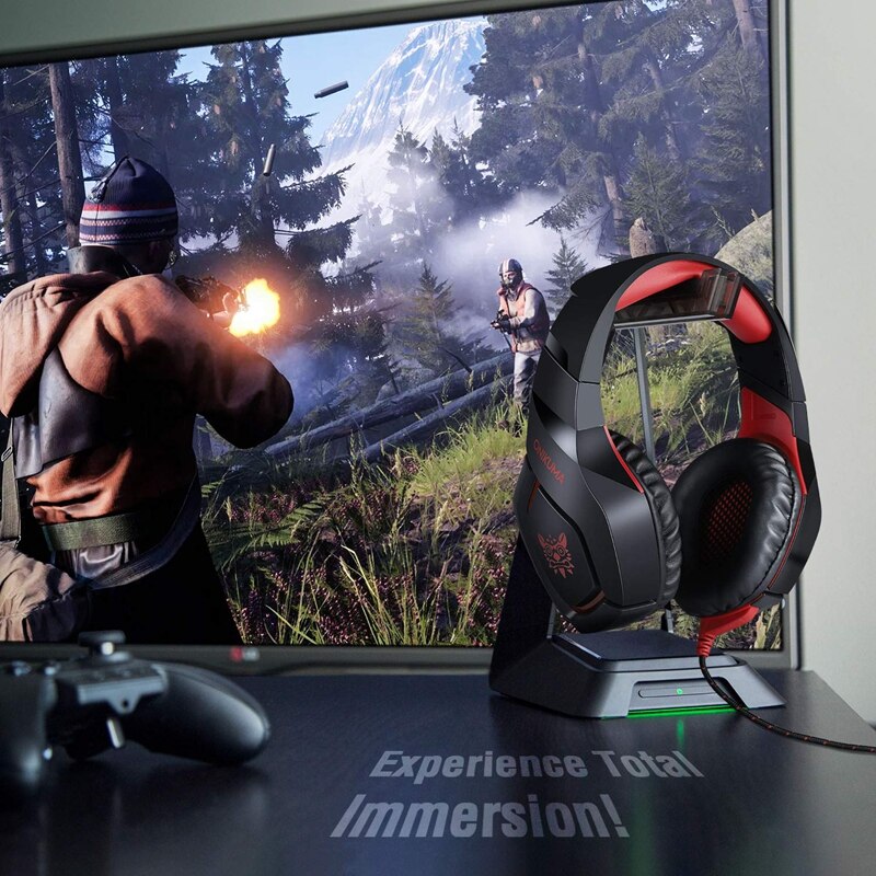 ONIKUMA k1-b zestaw słuchawkowy Stereo do gier przewodowe słuchawki gamingowe do laptopa Mac PC PS4 Xbox One Nintendo z mikrofonem LED Lights