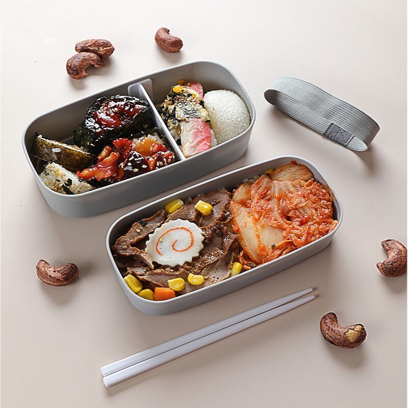 1Pcs 900Ml Gezonde Materiaal Lunchbox 2 Layer Tarwe Stro Bento Dozen Verse Houden Doos Magnetron Servies lunchbox Servies