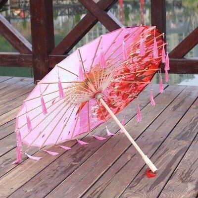 Seide Regenschirm regen frauen Tanz Stütze Cheongsam Geölt Papier Dach sonnenschirm guarda chuva paraguas mujer Hanfu quaste regenschirm: D