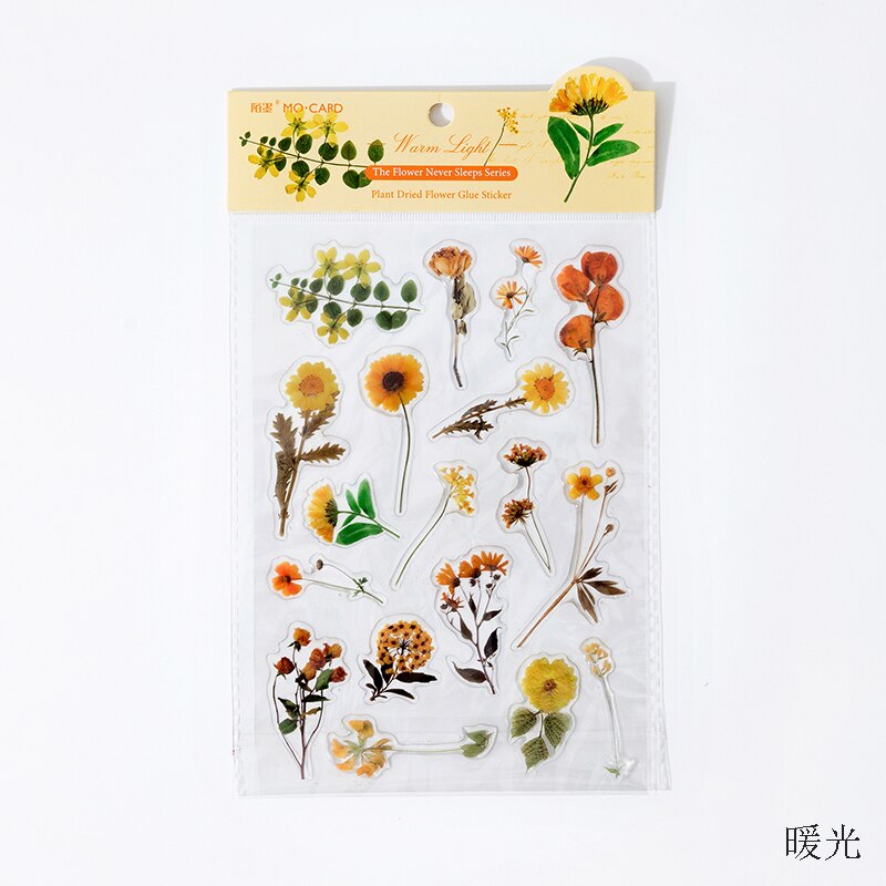 Cute Flowers Glue Clear Sticker Fern Leaves Decorative Stickers Scrapbooking Stick Label Diary Album stationery Sticker: 5