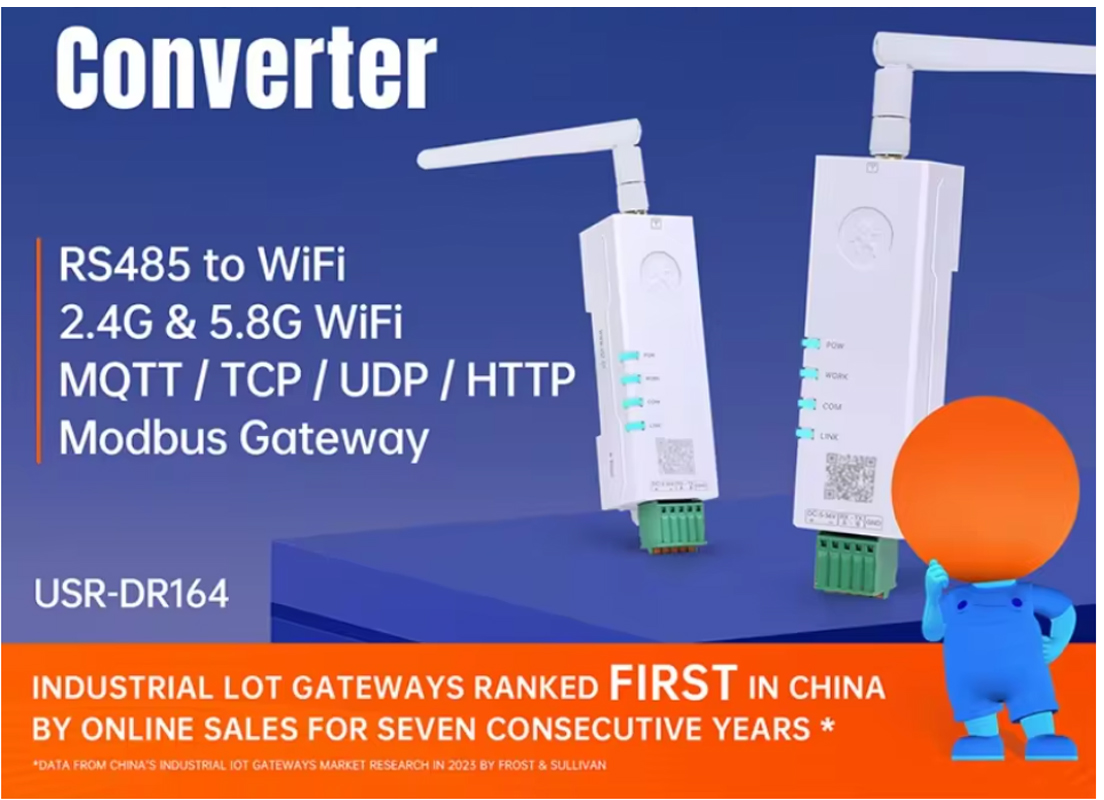 Serial Module RS485 To WiFi Converter IoT USR-DR164 Support Modbus RTU to Modbus TCP Anti-interference Wide Coverage