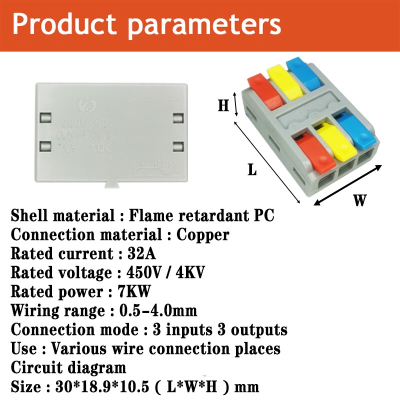 Universal Mini Fast Cable Connector Push-in Junction Box 1/3/5/10 Pcs/Lot Push-in Junction Box SPL-2/3 Leds Connected Terminal: LT-3 / 10 PCS