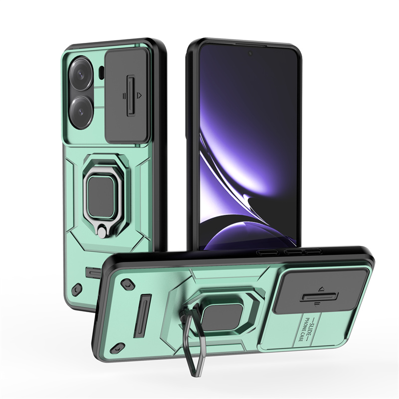 For Xiaomi Poco X7 Pro 5G Case Slide Lens Armor Phone Case for Poko Poxo Pocco Little X 7 Pro X7Pro Magnetic Ring Holder Cover: green