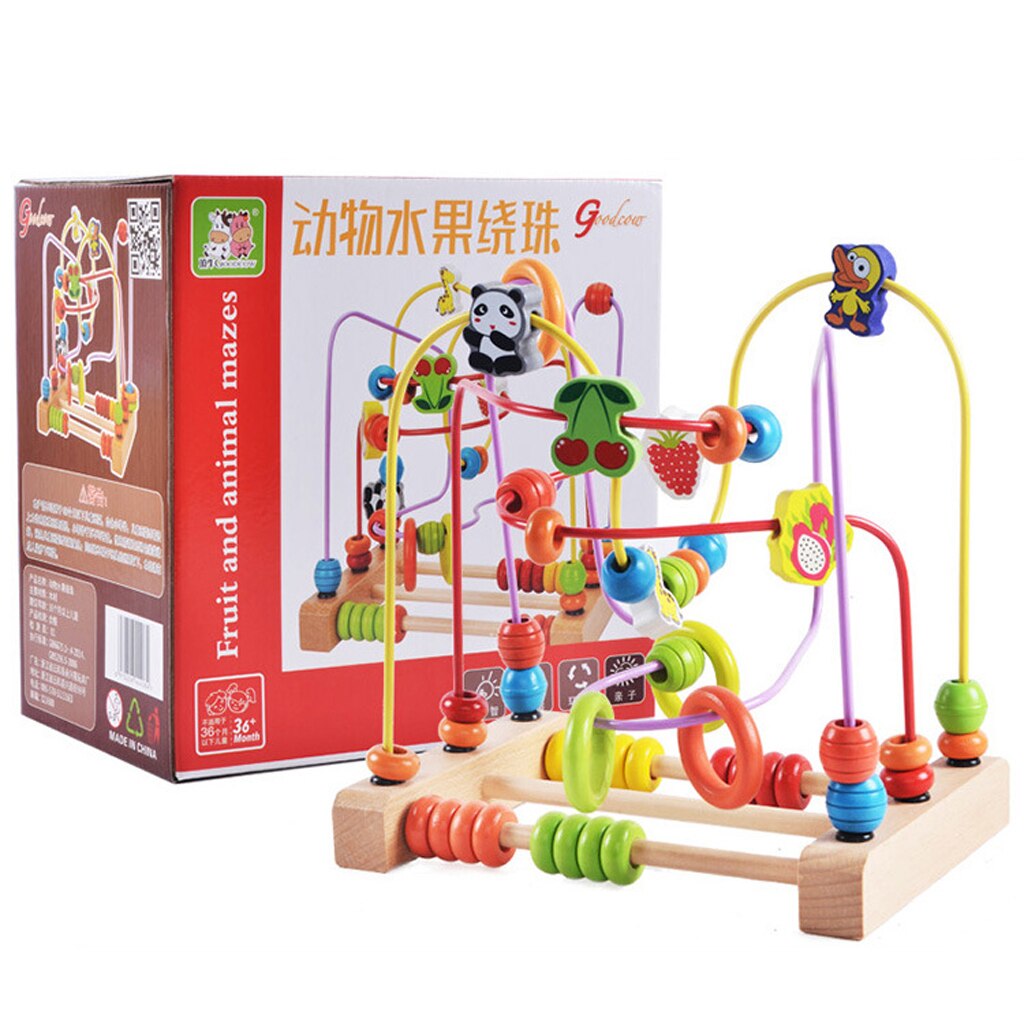 Wooden Educational Toy for Kids Toddler - Bead Maze Game Activity Center Fun