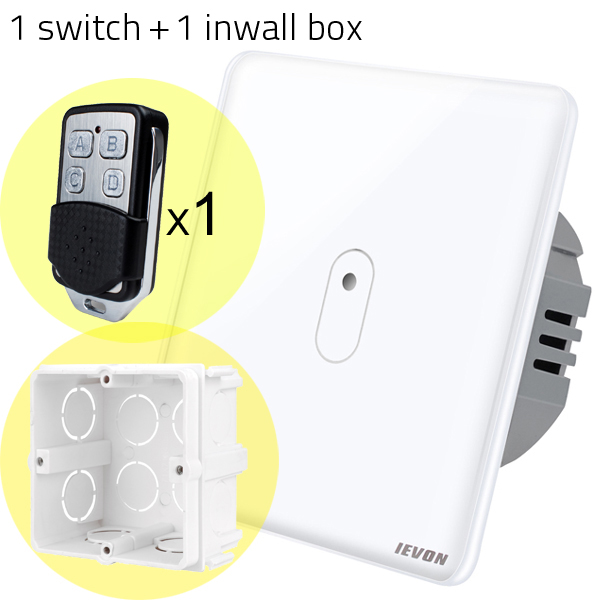 2 Gang remote control light Switch, black Glass Wireless remote control Switch, EU wall light switch touch remote control switch: white 1remote 1 box