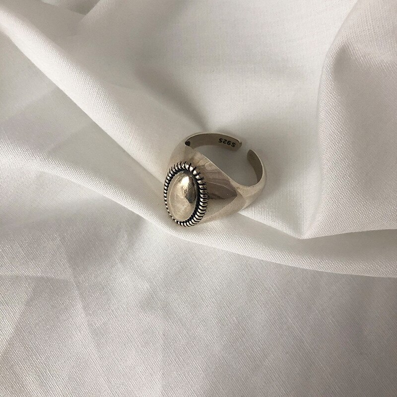 HUANZHI Personality Silver Color Double Layer Line Retro Opening Adjustable Ring for Women Party Jewelry: A