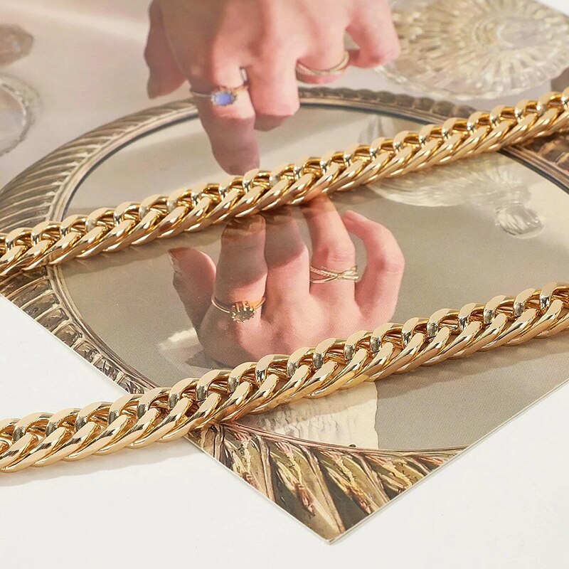 55cm wszechstronny aluminiowy łańcuszek zatrzymujący kolor złoty Diy ręcznie robiony metalowy łańcuszek do owinięcia pasek na ramię pod pachami pasek zamienny