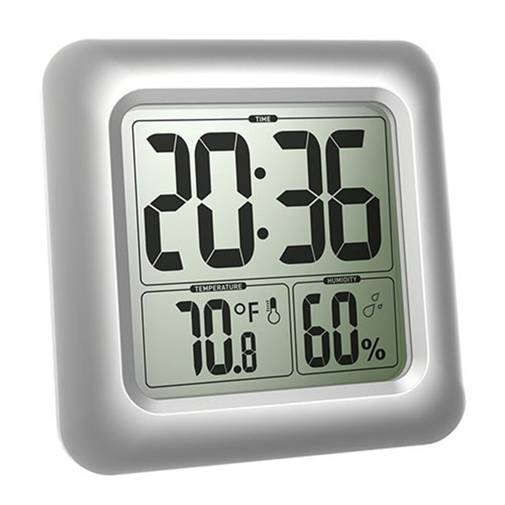 Indendørs lcd -skærm digitalt ur vægur vandtæt temperaturfugtighedsføler bruser timer badeværelsesur