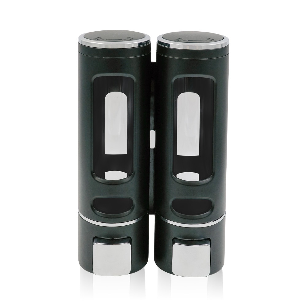 Enkele/dubbele 400ml zeepdispenser wandmontage douche bad shampoo dispenser vloeibare zeep container badkamer toilet accessoires: Zwart 2