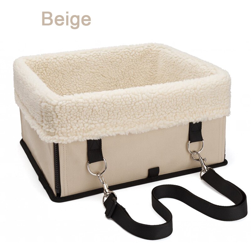Pet Dog Car Seat Carrier Foldable Portable Safety Multifunction Car Booster Travel Bed Waterproof Puppy Dog Travel Bed For Car: Beige / M(40X35X23CM)