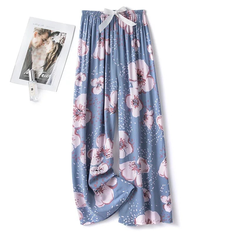 Women Summer Cotton Gauze Pants Japanese Style Simple Elastic Waist Casual Plus Size Home Pants Print Pattern Pyjama ouc194: 13