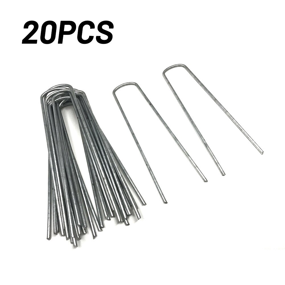 Galvanised Metal U Tent Pegs Gazebo Hooks 15cm 20pcs Camping Tarpaulin