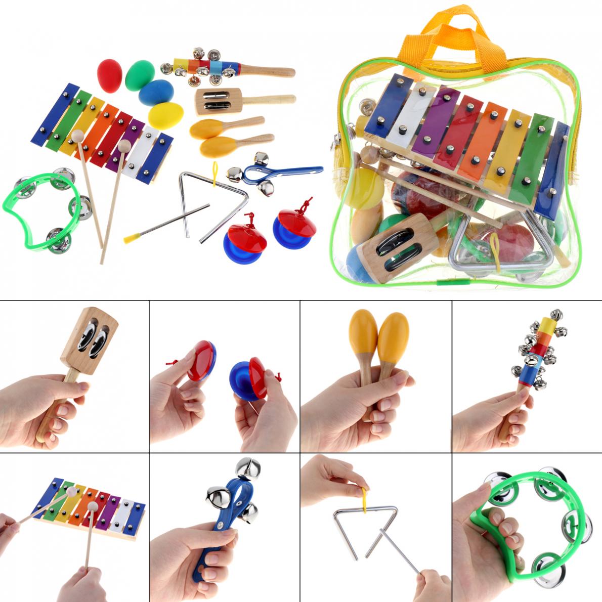 Bells 17Pcs/Lot Musical Instruments 8 Tone Xylophone Set 9 Kinds Kids Percussion for Children / Baby / Early Education