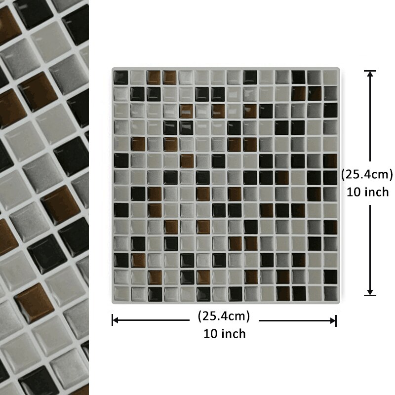 3D Selvklæbende Mosaik Sten Baggrund Selvklæbende Flise Vægdekoration Vinyl 25x25cm: T80225
