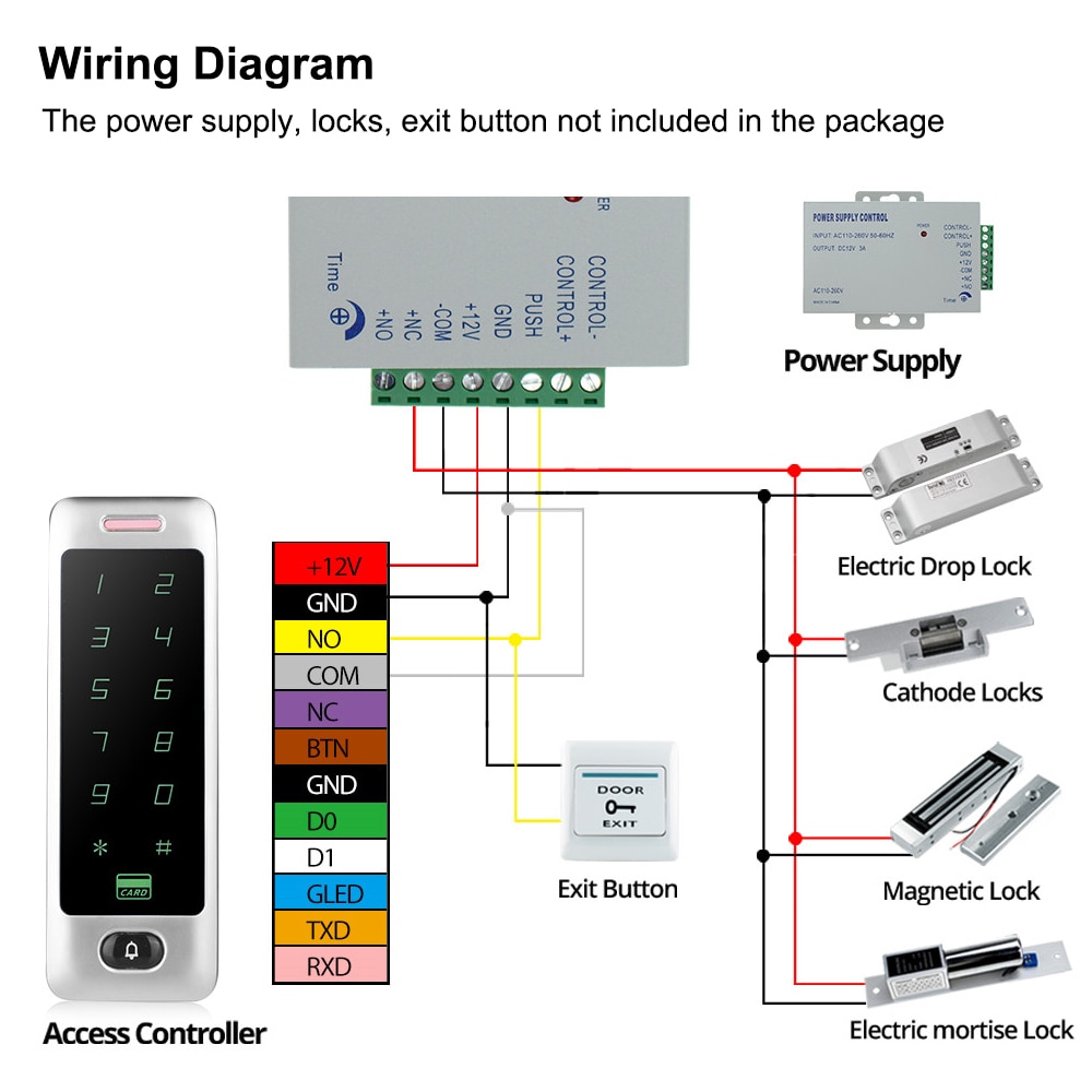 IP65 Waterdichte Metalen Rfid Keypad Access Control Reader Toetsenbord Wiegand26/34 Voor Deur Home Security System Outdoor + 10 stuks Sleutels