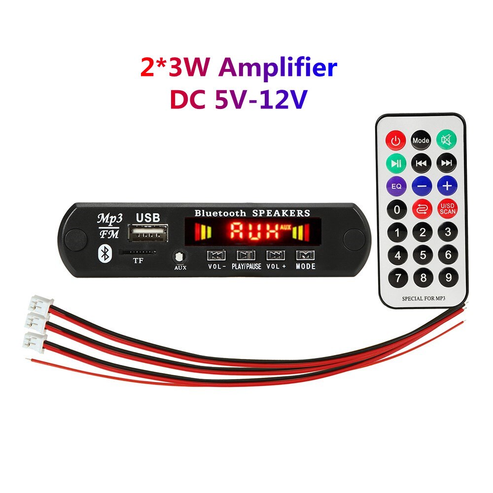 2*25W 50W Amplifier MP3 Player Decoder Board 6V-18V Bluetooth 5.0 Car FM Radio Module Support TF USB AUX: Auburn