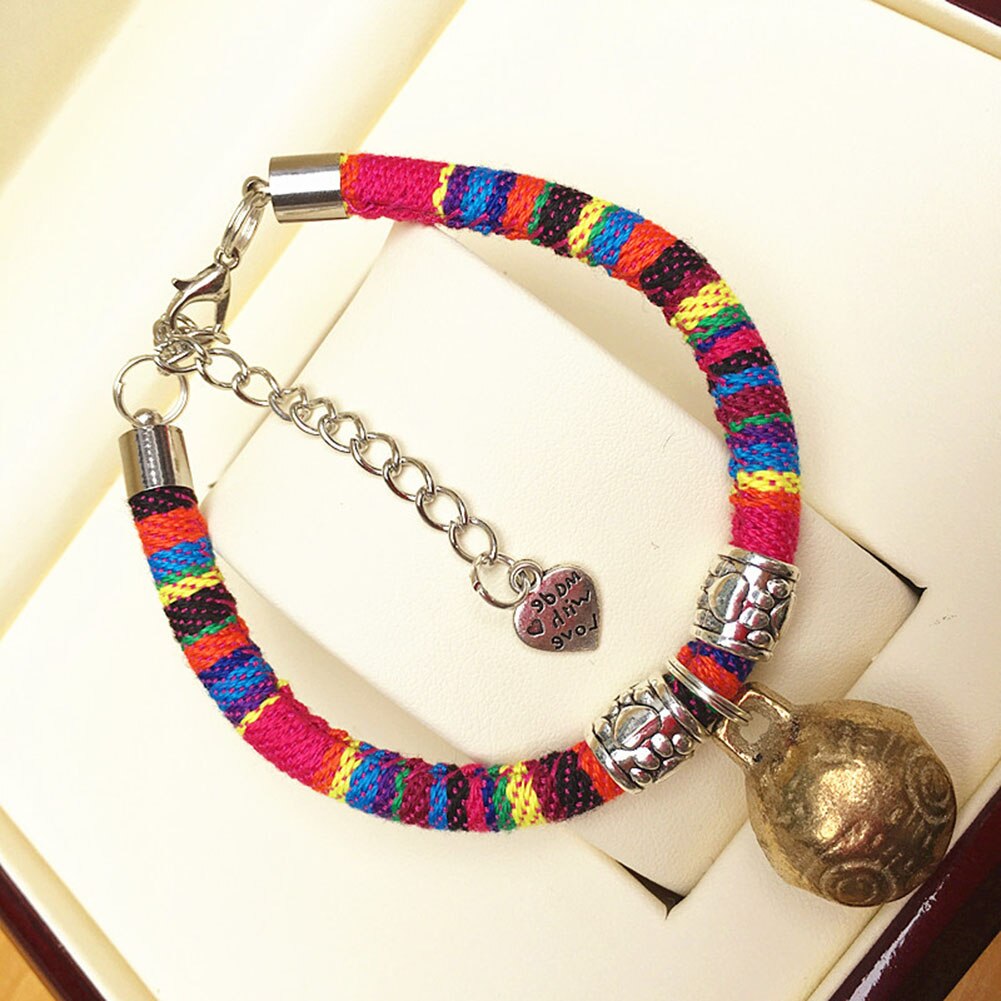 Pet Leash Collar With Big Bell Colorful Ethnic Style Kitten Puppy Necklace Collars for Cats Dogs XHC88