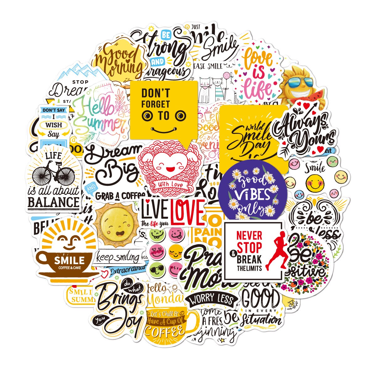 50pcs Inspirational Stickers Motivational Phrases Sticker Waterproof Aesthetic Pack for Laptop Travel Luggage Stickers: Default Title