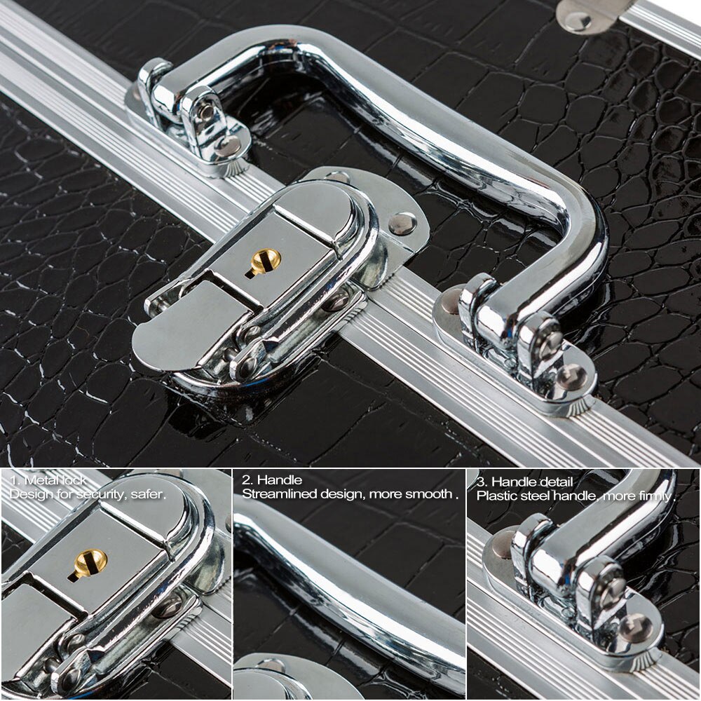 Caja organizadora de cosméticos grande para mujer, Organizador de maquillaje de para herramientas de maquillaje con cerradura que contiene caja de almacenamiento negra