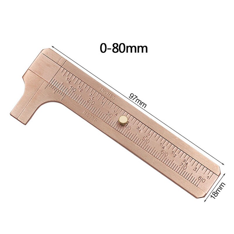 80mm/100mm Pocket Mini Brass Sliding Ruler Gauge Vernier Calip Metal Caliper Gauge Micrometer Measurement Tool Office School Use: 80mm B