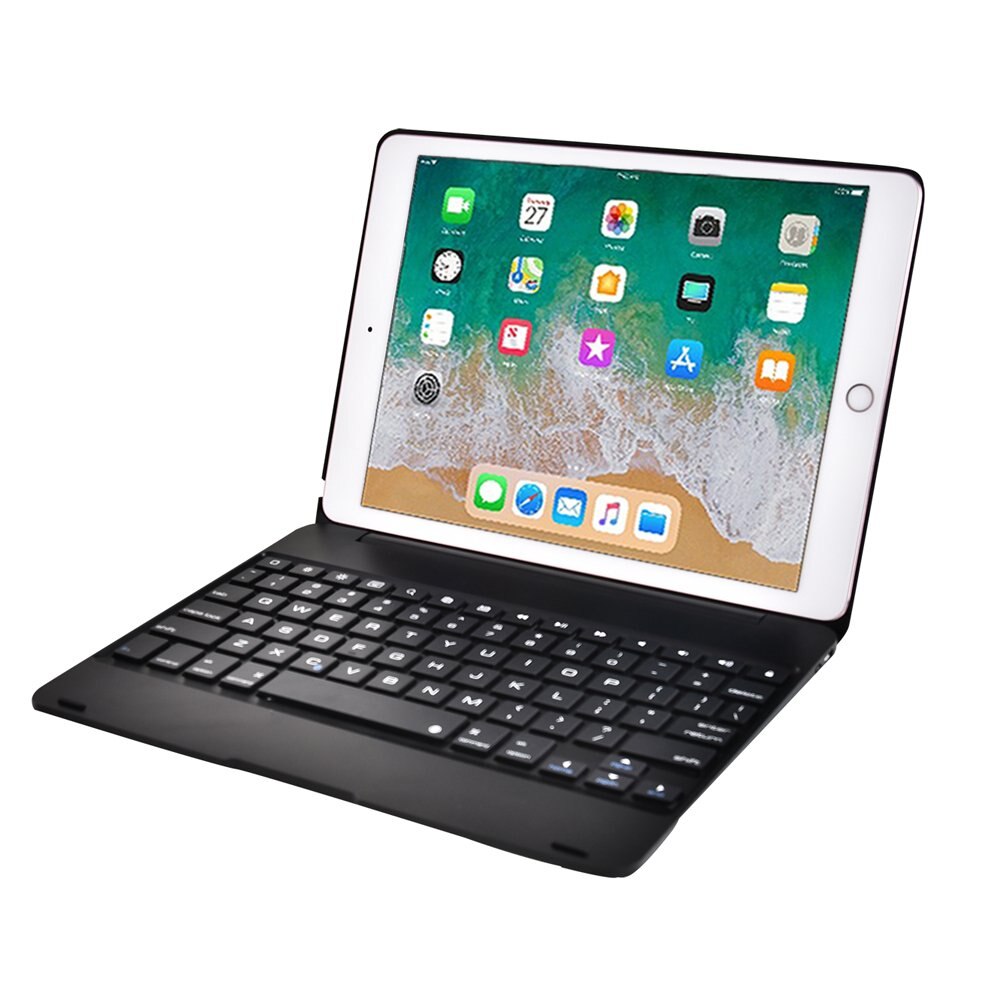 Smart flip cover til apple ipad 9.7 6 6th generation tastatur cover  a1893 a1954 trådløst bluetooth-kompatibelt tastatur cover: Sort