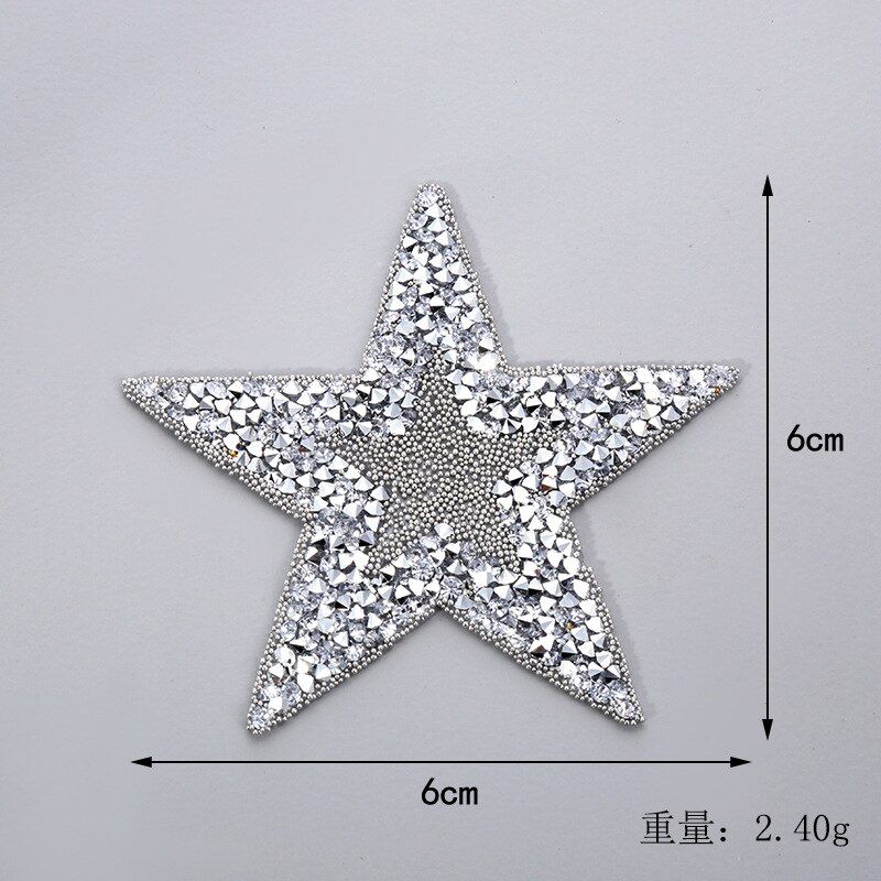Ster Applique Ijzer op Patch Patches voor Kleding Stickers Pailletten Patch Diy Patch Leuke Kralen Parches Bordados Para Ropa: 6cm 6