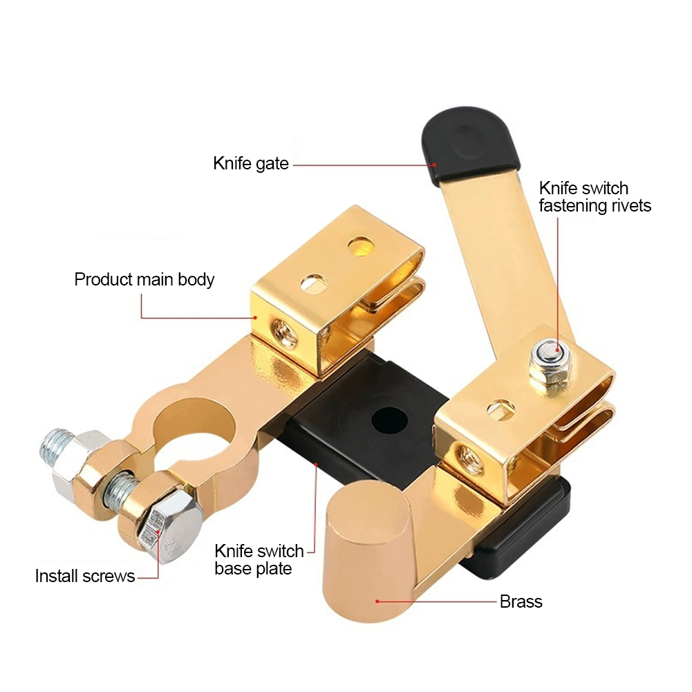 Interruptor de batería de coche de 12V y 24V, interruptor principal de hoja de cuchillo de poste superior, interruptor de apagado de desconexión de batería para coche, RV, barco y camión