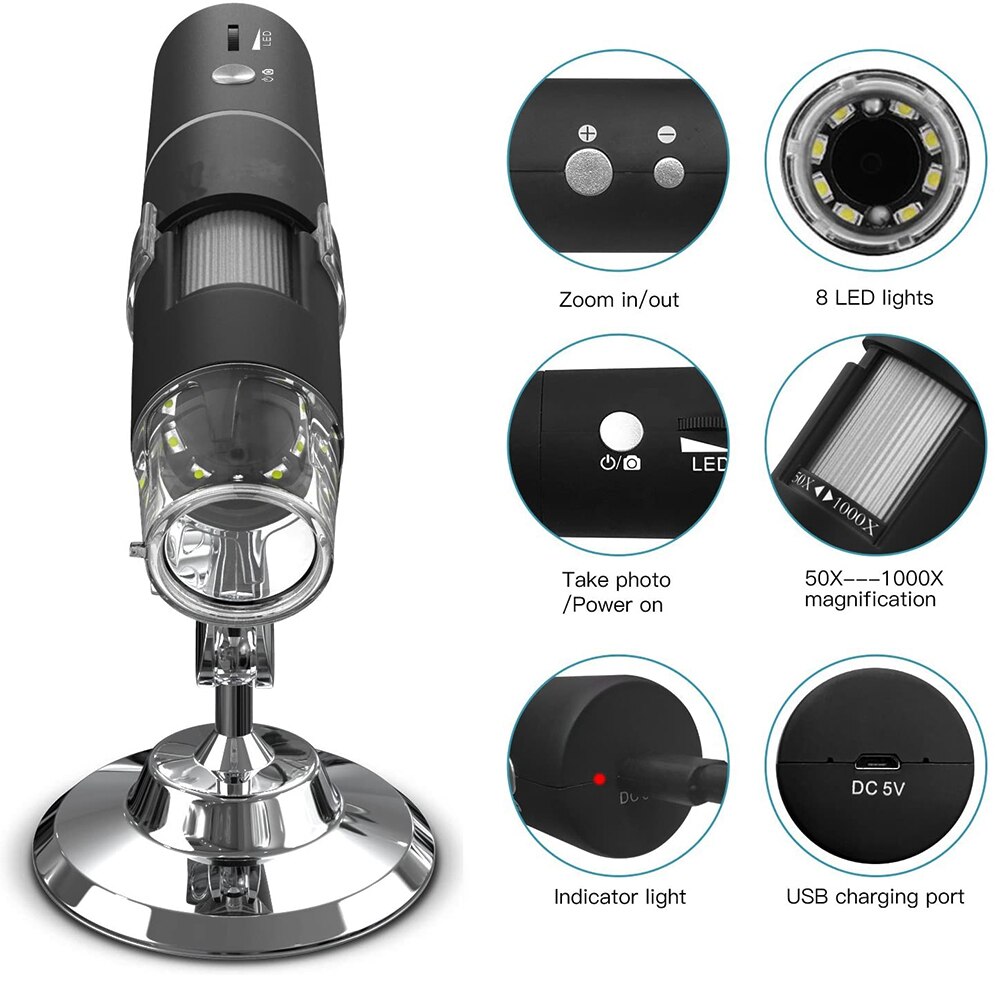 1000X Adjustable WIFI Electronic Digital Portable USB Stereo Microscope Camera for LED Soldering Magnifier Cell Phone Computer