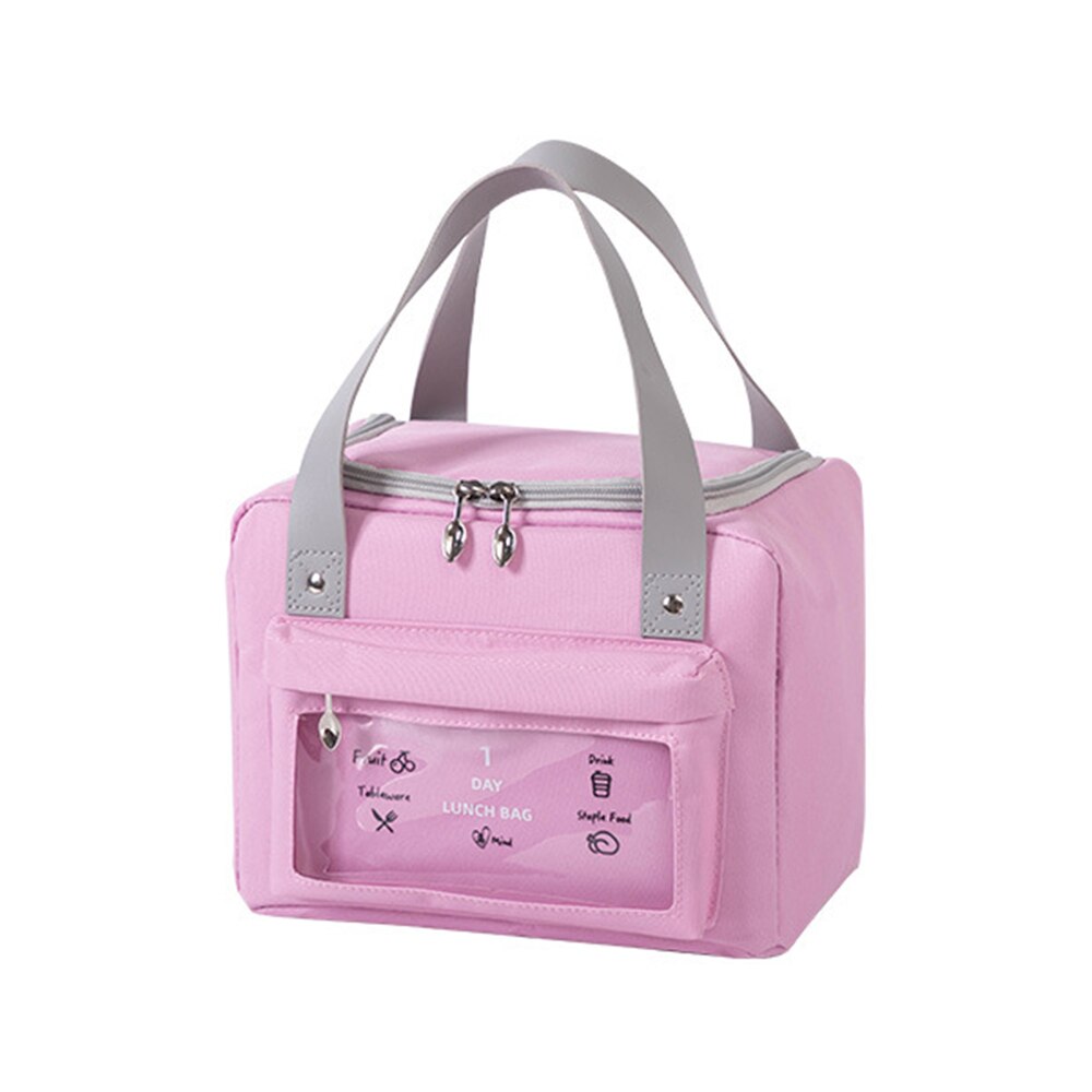 Portable Lunch Bag Thermal Insulated Lunch Box Tote Cooler Bento Pouch Dinner Container Children&#39;s Meal Pack Food Storage Bags: Pink