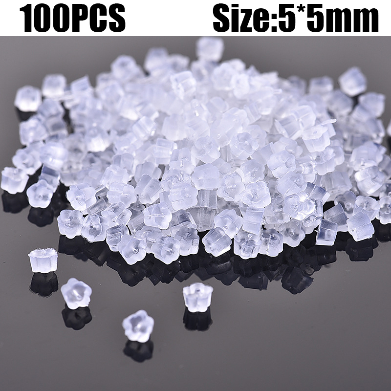 500 Uds caja de tapones para los oídos aleación de goma de silicona transparente pendiente cierre pendientes Kit de accesorios DIY joyería hacer hallazgos de gancho para las orejas: Morado